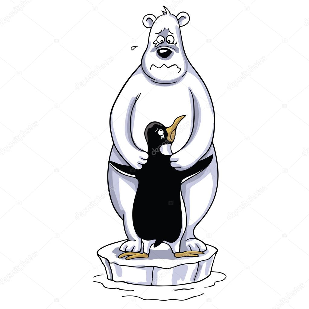 Polar Bear Hugging Penguin, Sad Polar Scene