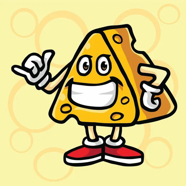 Cheese Cartoon Fun Cool Maskot Logo Charakter Design Vektorové Ilustrace — Stockový vektor