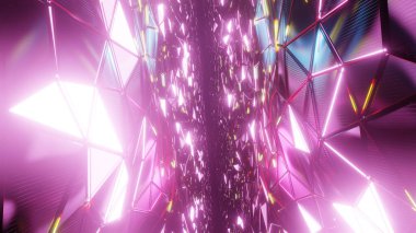 Reklamcılık ve 90 'ların retro ve bilim kurgu pop sanat sahneleri için 3 boyutlu illüstrasyon arka planı. Dekoratif konseptte 3B canlandırma.