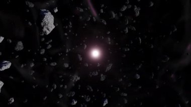 Asteroid in Drack Space, bilim kurgu filmleri ve uzay sahnesindeki sinema için bir hareketli görüntüdür. Sahne, başlık ve logolar için de iyi bir geçmiş..
