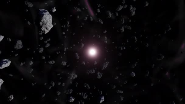 太空中的小行星 Asteroid Drack Space 是科幻电影和太空场景中的电影 也很好的背景的场景和标题 — 图库视频影像