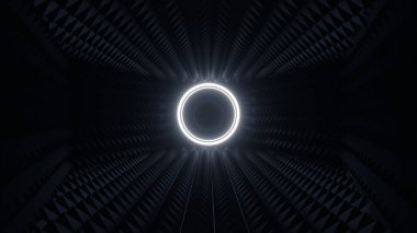 Bilim kurgu ve teknoloji yenilik sahnesinde reklam ve duvar kağıdı için 3 boyutlu illüstrasyon. Dekoratif konseptte 3B canlandırma.