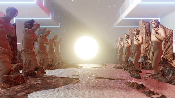 3D illustration Background for advertising and wallpaper in nature and advertising scene. 3D rendering in decorative concept 