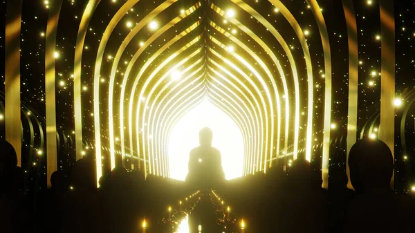 Kutlama ve Budizm sahnesinde reklam ve duvar kâğıdı için 3 boyutlu illüstrasyon. Festival konseptinde 3B canlandırma.