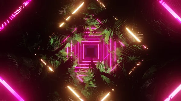 Reklamcılık ve 90 'ların retro ve bilim kurgu pop sanat sahneleri için 3 boyutlu illüstrasyon arka planı. Dekoratif konseptte 3B canlandırma.