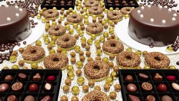 Flying Chocolate Festival Uma Filmagem Movimento Para Documentários Culinária Filme — Vídeo de Stock