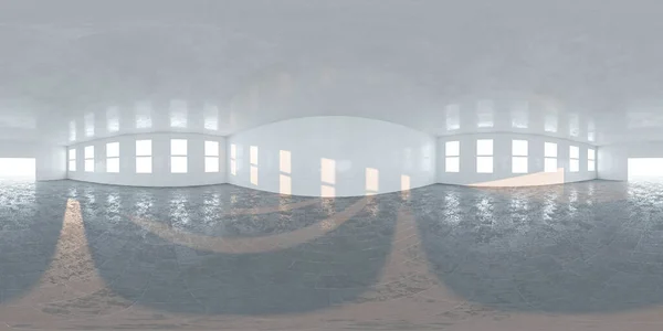 Πανόραμα 360 άποψη σε μοντέρνο λευκό άδειο πατάρι διαμέρισμα εσωτερικό πλήρη αδιάλειπτη 360 equiορθογώνιο πανόραμα hdr στυλ — Φωτογραφία Αρχείου