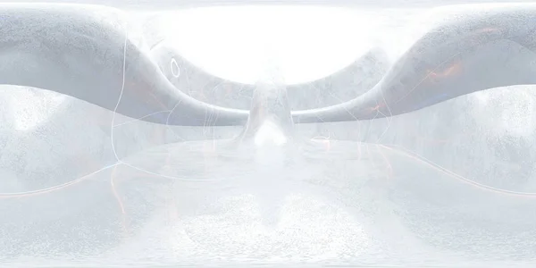 360度矩形パノラマ現代未来抽象白レンダリング3Dイラスト — ストック写真