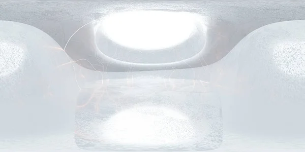 360 equi ορθογώνιο πανόραμα σύγχρονη φουτουριστική αφηρημένη λευκό καθιστούν 3d εικονογράφηση — Φωτογραφία Αρχείου