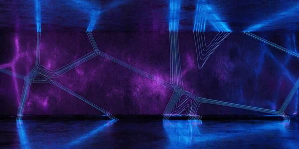 Σύγχρονη φουτουριστική sci-fi cyberpunk neon υπόγειο τοίχο 3d καθιστούν εικονογράφηση — Φωτογραφία Αρχείου