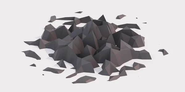 Grå abstrakt polygon berg landskap 3d render illustration — Stockfoto