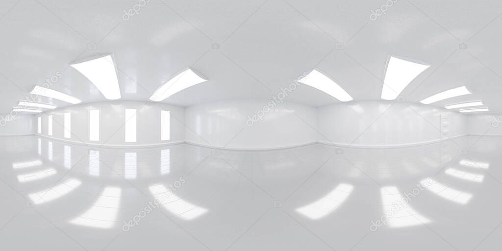 360 panorama hdr style white room 3d render illustration vr equi rectangular panorama