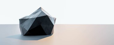 soyut şekil minimalist fütürist peyzaj poligon trinagular metal şekilli 3d çizim