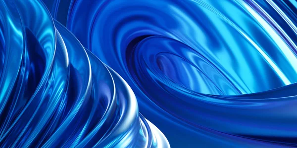 Forma geométrica abstracta azul con la ilustración 3d de la representación de la superficie del metal — Foto de Stock