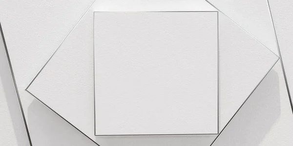 Marco dorado con fondo blanco abstracto moderno diseño minimalista 3d render ilustración fondo de pantalla — Foto de Stock
