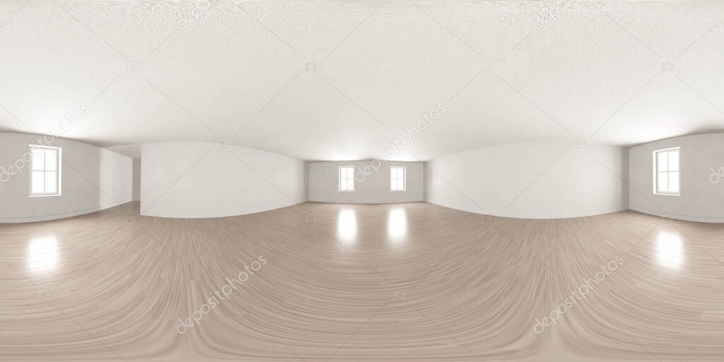 abstract white room 360 degree panorama vr hdr style 3d render illustration