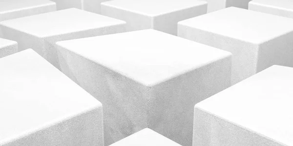 Стриманий білий сучасний архітектурний фон з білими бетонними кубиками геометричних форм 3d ілюстрація рендеринга — стокове фото