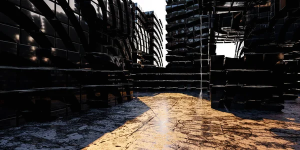 Αφηρημένη απώλεια γης πόλη scape 3d καθιστούν εικονογράφηση — Φωτογραφία Αρχείου