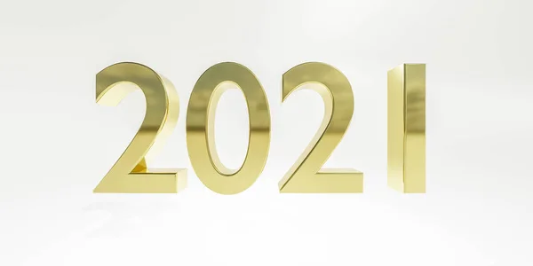 С Новым 2021 годом. Золотые цифры на белом фоне — стоковое фото