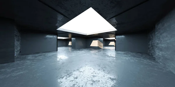 Αφηρημένη συγκεκριμένη αρχιτεκτονική εξωτερικό 3d καθιστούν εικονογράφηση — Φωτογραφία Αρχείου