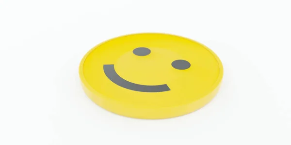Желтая таблетка улыбки Кнопка кислоты символ 3D рендеринг иллюстрации — стоковое фото