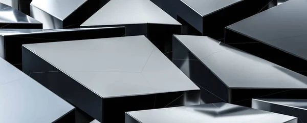 Μοντίν μινιμαλιστικό μαύρο κυβικό αφηρημένα γεωμετρικά σχήματα φόντο ταπετσαρία 3d καθιστούν εικονογράφηση — Φωτογραφία Αρχείου