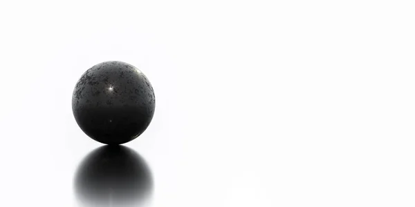 Μαύρη σφαίρα μπάλα με σκουριασμένη μεταλλική επιφάνεια 3d καθιστούν εικονογράφηση — Φωτογραφία Αρχείου