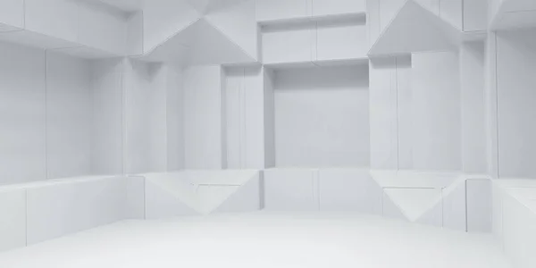 Elvont fehér szoba minimalista belső épület egyszerű geometria 3d render illusztráció — Stock Fotó