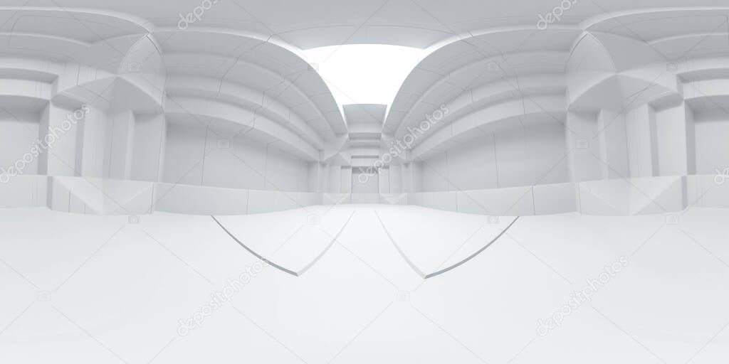 Full 360 panorama hdr vr style white architecture building 3d render illustration