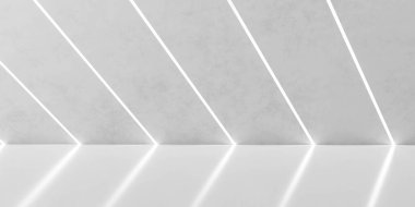 beyaz soyut minimalist fütüristik oda 3D resimleme