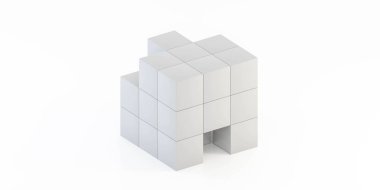 soyut beyaz küp arkaplan 3d resimleme