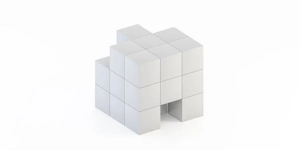 抽象的な白い立方体の背景3Dレンダリング図 — ストック写真