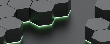 koyu bal tarağı altıgen geometrik şekil 3D resimleme