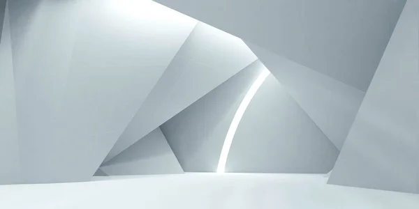 Sala futurista blanco abstracto 3d renderizado ilustración — Foto de Stock