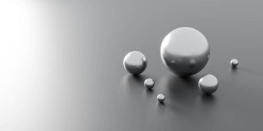 Farklı boyutlarda krom top küreleri 3D görüntüleme