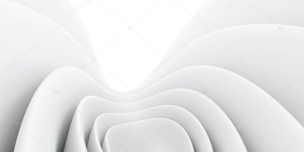 white abstract organic round shape 3d render illustration