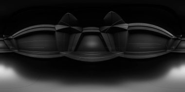 360 degere panorama boş siyah fütüristik oda binası dahili 3d görüntü hdri vr