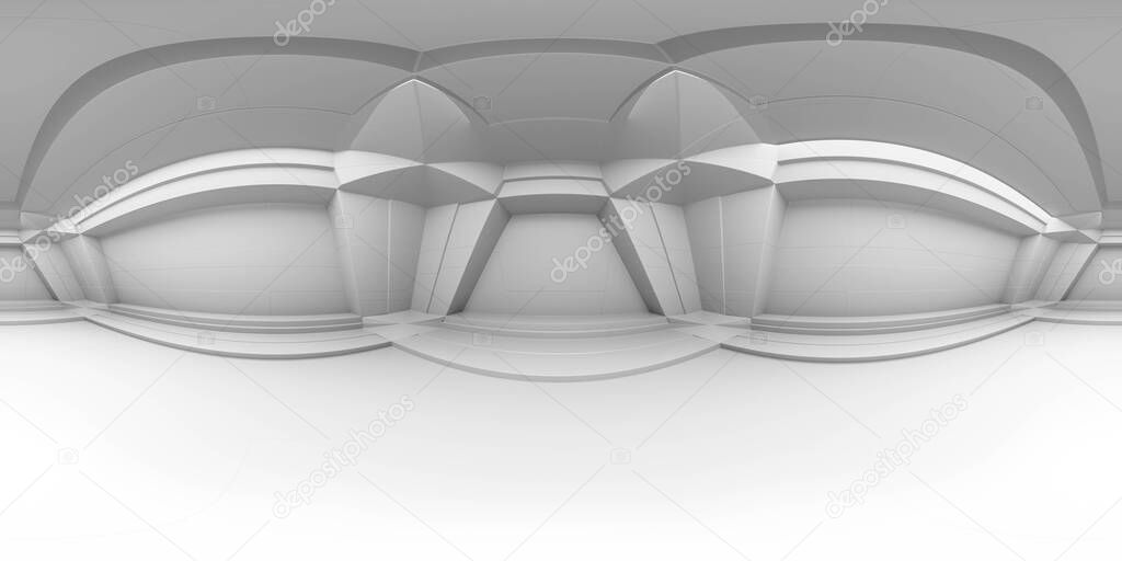 360 degree panorama view of futuristic modern design 3d render illustration hdr vr stlye