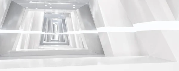 Abstract white interior modern futuristic technology design 3d render illustration