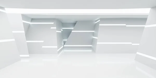Φουτουριστικό λευκό δωμάτιο τεχνολογία σχεδιασμού 3d καθιστούν εικονογράφηση — Φωτογραφία Αρχείου