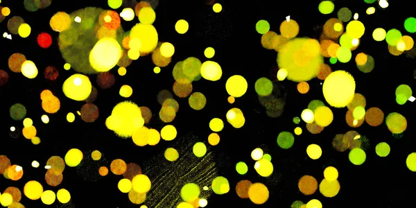Yellow and green lights blurry bokeh background wallpaper 3d render illustration — Stock Photo, Image