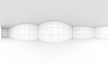 Modern içi boş oda 3D resimleme 360 derece panorama görünümü