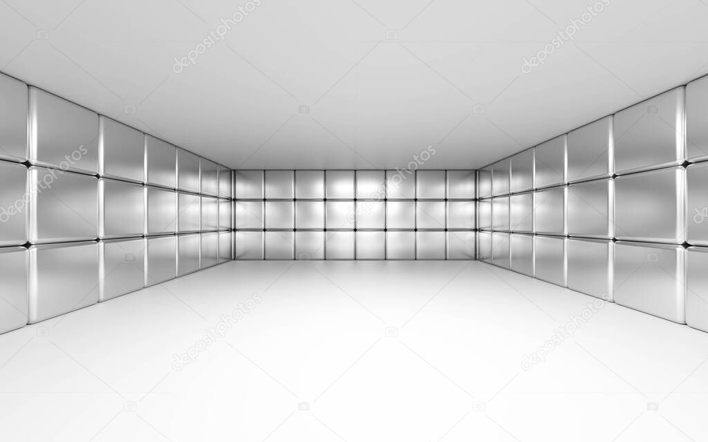 white empty modern room interior 3d render illustration