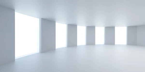 Білий абстрактний круглий коридор з яскравим денним освітленням 3d візуальна ілюстрація — стокове фото