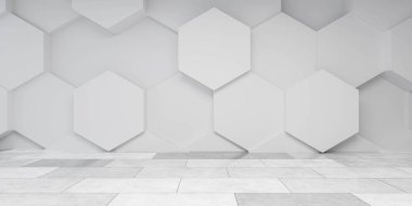 Taş zemin 3D resimli beyaz mermer beton döşeme desenli duvar