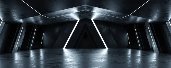 Tmavý suterén futuristické budovy interiér 3d vykreslení ilustrace — Stock fotografie
