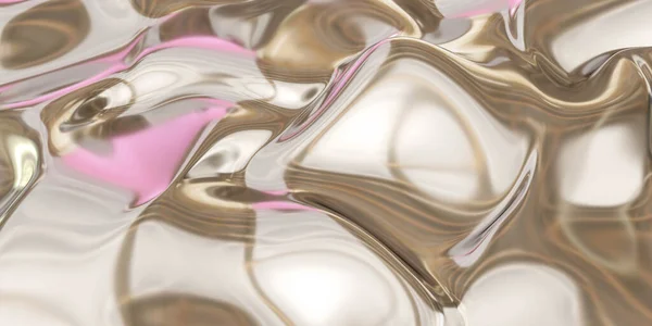 Astratto liquido dorato superficie d'onda 3d rendering illustrazione — Foto Stock