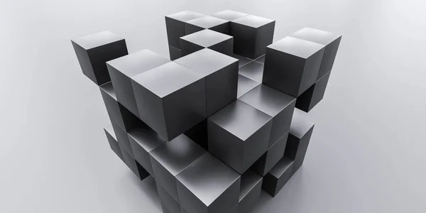 Abstrakte minimalistische schwarze Würfel 3D-Darstellung Darstellung einfache Design-Tapete — Stockfoto
