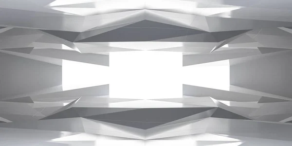 灰色の未来的なSFデザインの廊下3Dレンダリングイラスト — ストック写真