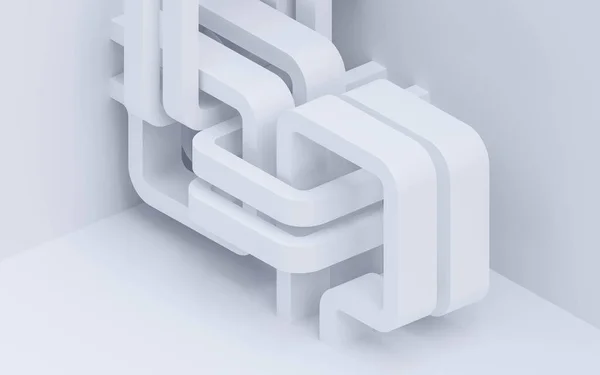 ホワイト抽象幾何学的形状背景3Dレンダリングイラスト — ストック写真